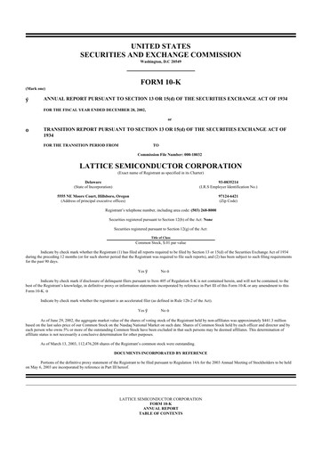 Thumbnail Lattice Semiconductor 10-K Annual Report 