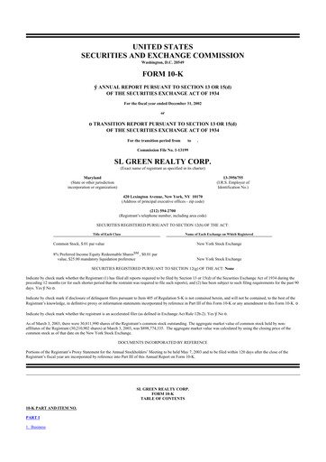 Miniature SL Green Realty
 10-K Rapport annuel 