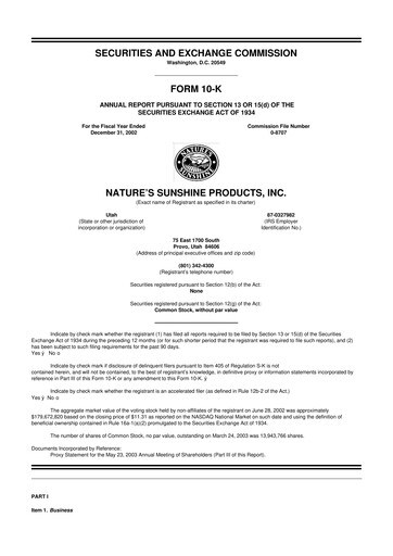 Thumbnail Nature's Sunshine Products 10-K Annual Report 