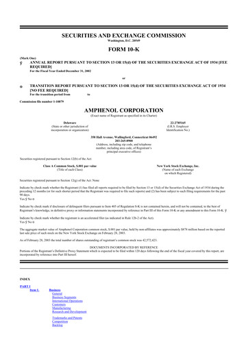 Thumbnail Amphenol 10-K Annual Report 