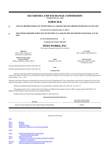 Thumbnail Pixelworks 10-K Annual Report 