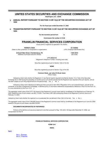 Thumbnail Franklin Financial Services Corporation 10-K Annual Report 
