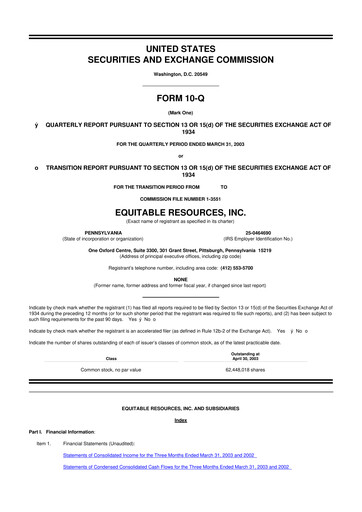 Vorschaubild EQT Corporation
 10-Q Quartalsbericht  