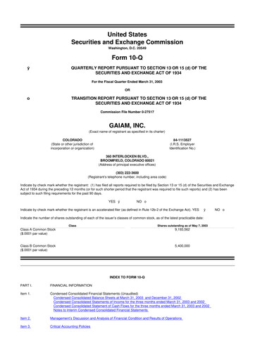 Thumbnail Gaia 10-Q Quarterly Report FY 