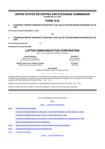 Vorschaubild Lattice Semiconductor 10-Q Quartalsbericht  
