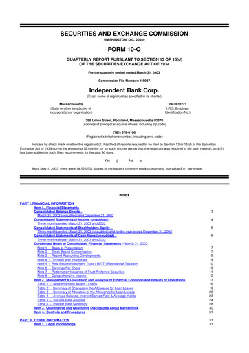 Miniature Independent Bank Corp. 10-Q Rapport trimestriel  