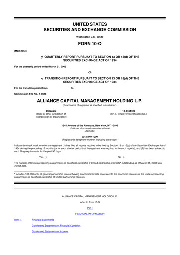 Thumbnail AllianceBernstein 10-Q Quarterly Report FY 