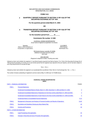 Vorschaubild Churchill Downs 10-Q Quartalsbericht  