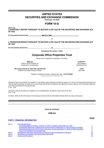 Thumbnail COPT Defense Properties 10-Q Quarterly Report FY 
