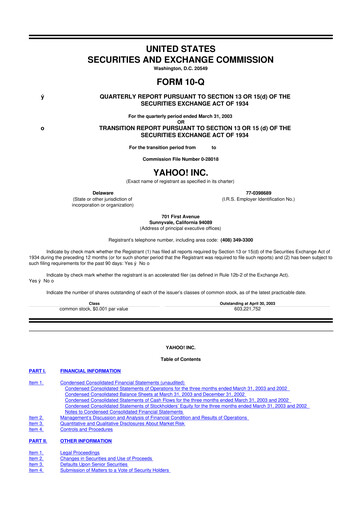 Thumbnail Yahoo Inc. 10-Q Quarterly Report FY 