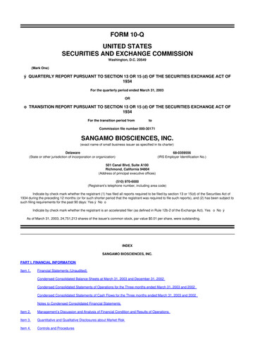 Thumbnail Sangamo Therapeutics
 10-Q Quarterly Report FY 