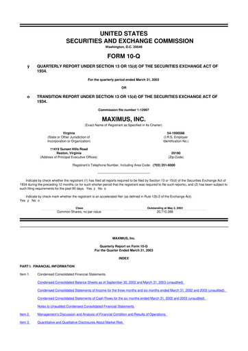 Thumbnail Maximus 10-Q Quarterly Report FY 