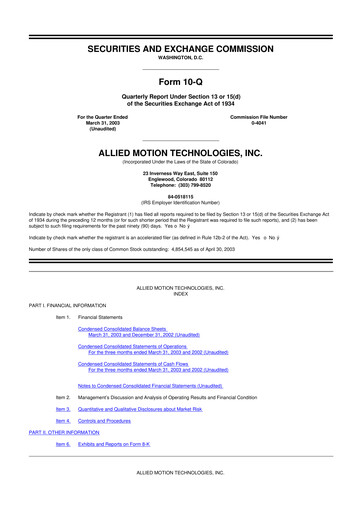Thumbnail Allient 10-Q Quarterly Report FY 