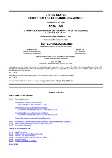 Thumbnail TTM Technologies
 10-Q Quarterly Report FY 