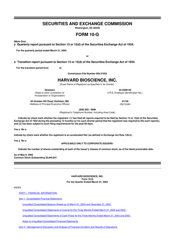 Thumbnail Harvard Bioscience 10-Q Quarterly Report FY 