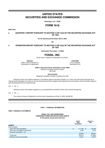 Thumbnail Fossil Group 10-Q Quarterly Report FY 