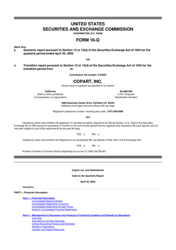 Miniature Copart
 10-Q Rapport trimestriel  