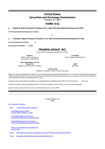 Thumbnail Triumph Group
 10-Q Quarterly Report FY 
