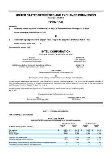 Vorschaubild Intel 10-Q Quartalsbericht  