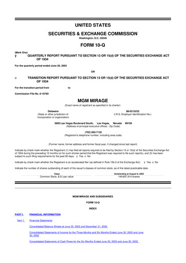 Thumbnail MGM Resorts

 10-Q Quarterly Report FY 