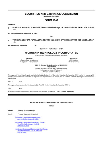 Thumbnail Microchip Technology 10-Q Quarterly Report FY 