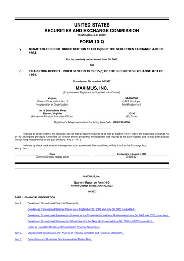 Thumbnail Maximus 10-Q Quarterly Report FY 