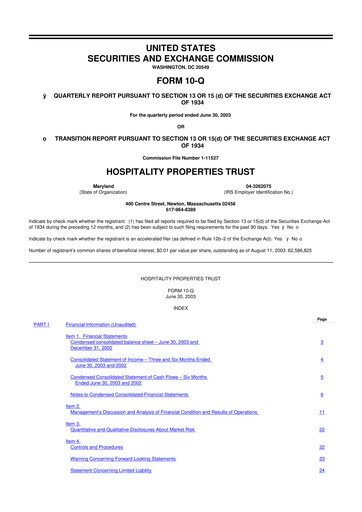 Thumbnail Service Properties Trust 10-Q Quarterly Report FY 