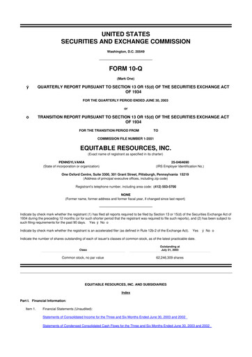 Vorschaubild EQT Corporation
 10-Q Quartalsbericht  