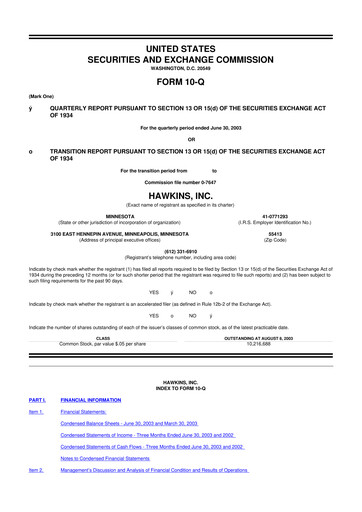 Thumbnail Hawkins 10-Q Quarterly Report FY 