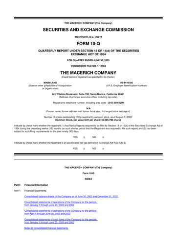 Thumbnail Macerich 10-Q Quarterly Report FY 