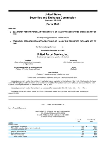 Miniature United Parcel Service 10-Q Rapport trimestriel  