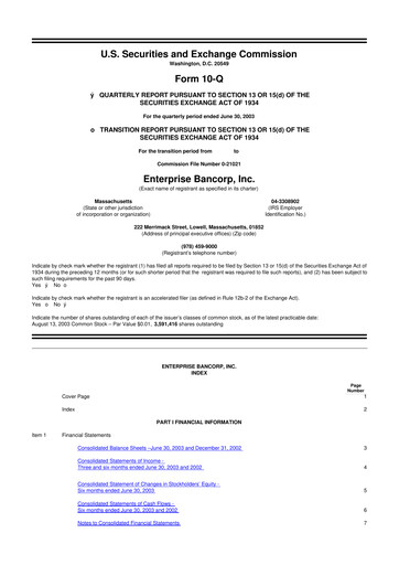 Thumbnail Enterprise Bancorp 10-Q Quarterly Report FY 