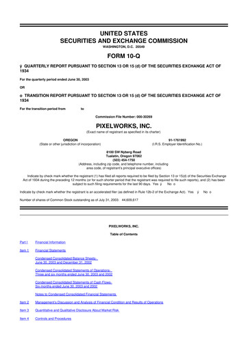 Miniature Pixelworks 10-Q Rapport trimestriel  