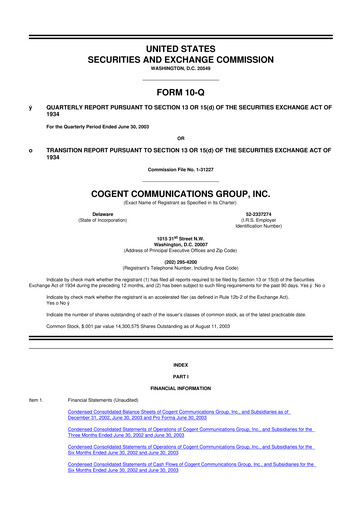 Thumbnail Cogent Communications
 10-Q Quarterly Report FY 