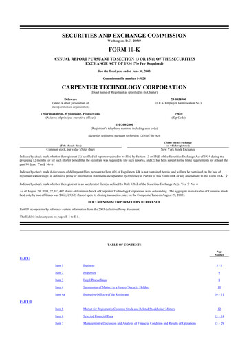 Thumbnail Carpenter Technology 10-K Annual Report 