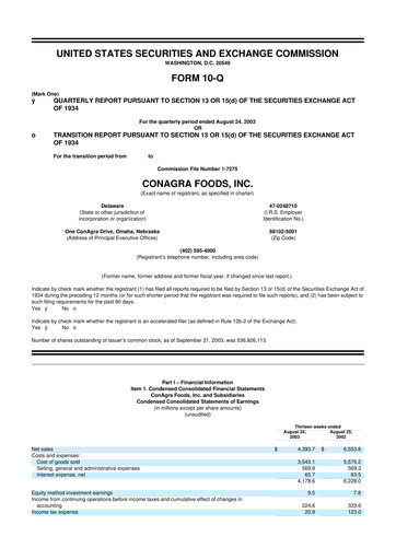 Thumbnail Conagra Brands
 10-Q Quarterly Report FY 