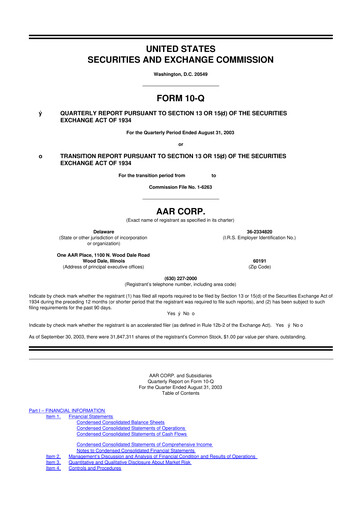 Thumbnail AAR 10-Q Quarterly Report FY 