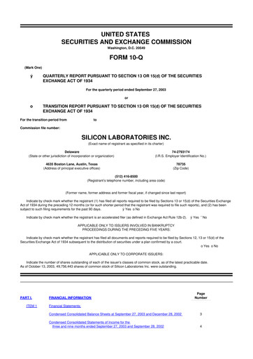 Thumbnail Silicon Labs
 10-Q Quarterly Report FY 