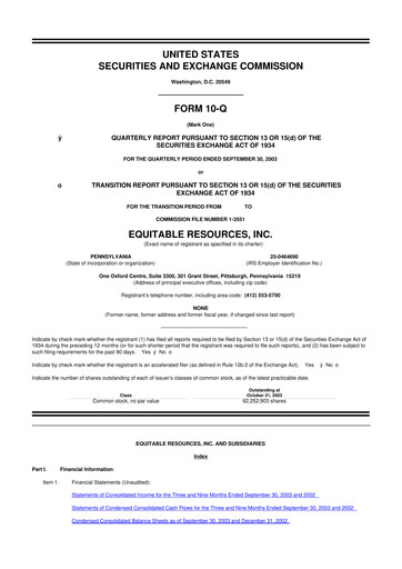 Vorschaubild EQT Corporation
 10-Q Quartalsbericht  