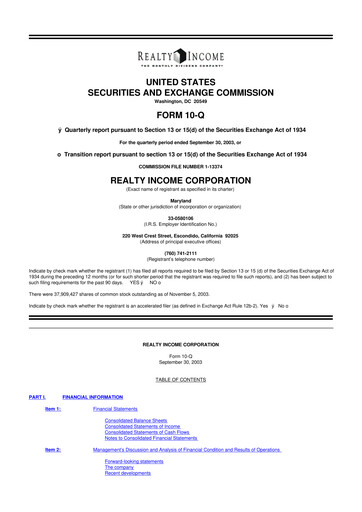 Vorschaubild Realty Income 10-Q Quartalsbericht  