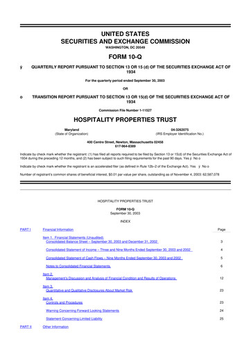 Thumbnail Service Properties Trust 10-Q Quarterly Report FY 