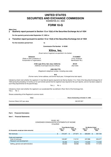 Miniature Xilinx 10-Q Rapport trimestriel  