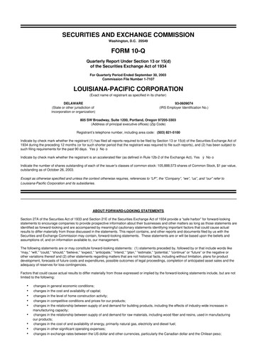 Miniature Louisiana-Pacific
 10-Q Rapport trimestriel  