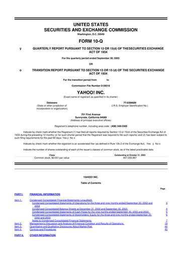 Thumbnail Yahoo Inc. 10-Q Quarterly Report FY 