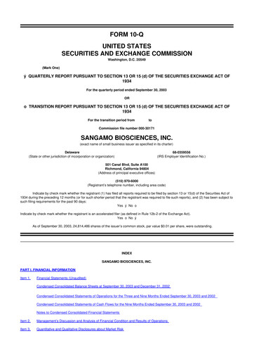 Thumbnail Sangamo Therapeutics
 10-Q Quarterly Report FY 