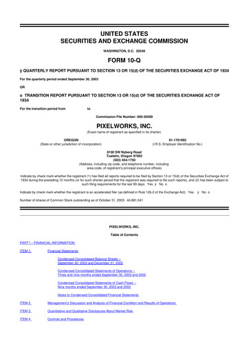 Miniature Pixelworks 10-Q Rapport trimestriel  