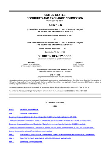 Thumbnail SL Green Realty
 10-Q Quarterly Report FY 
