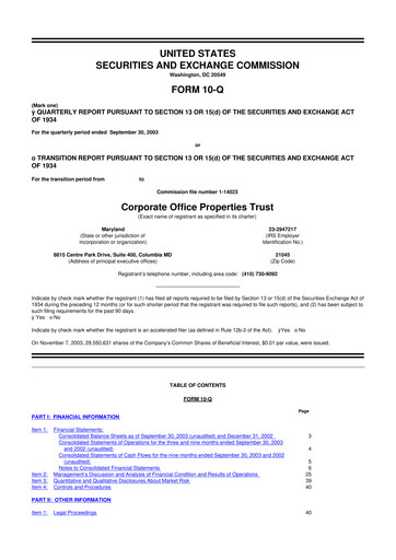 Thumbnail COPT Defense Properties 10-Q Quarterly Report FY 