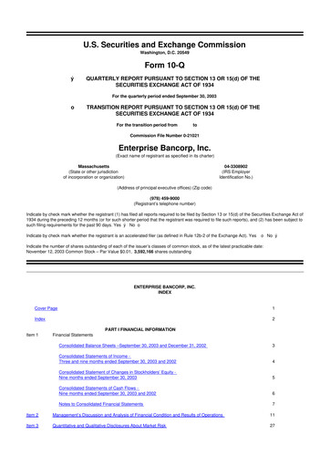 Thumbnail Enterprise Bancorp 10-Q Quarterly Report FY 