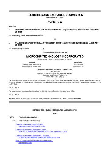Thumbnail Microchip Technology 10-Q Quarterly Report FY 